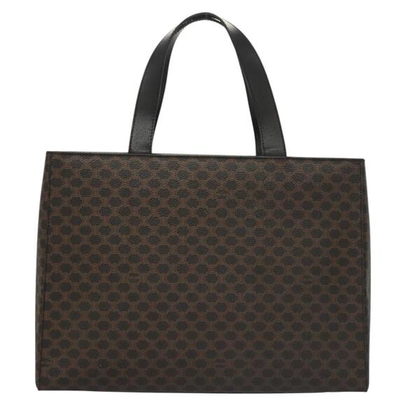 CELINE Macadam Canvas Hand Bag Pvc Leather Black Gold - Picture 2 of 13